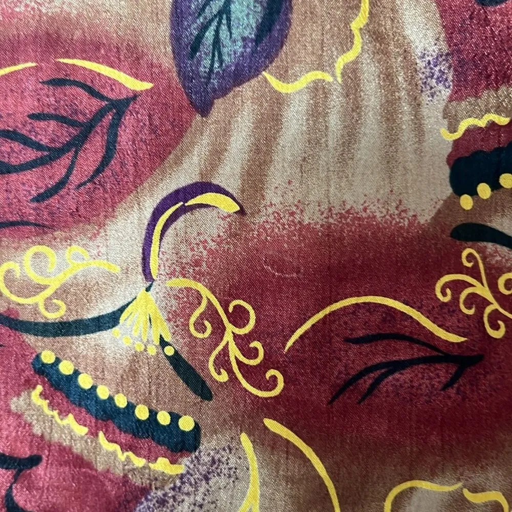 Vintage Notations Floral Satin Bomber Jacket Black‎ Trim Fits Like Medium - Image 3