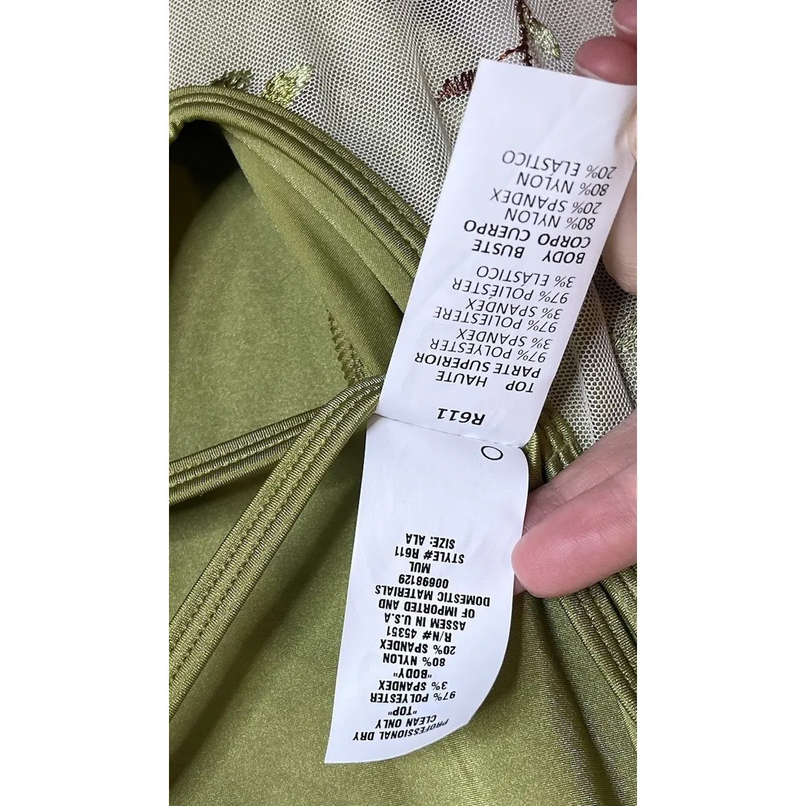 Women's Costume Whimsical Fairy Concert Rave Sheer Embroidered Floral Coachella Green Size M - Image 11