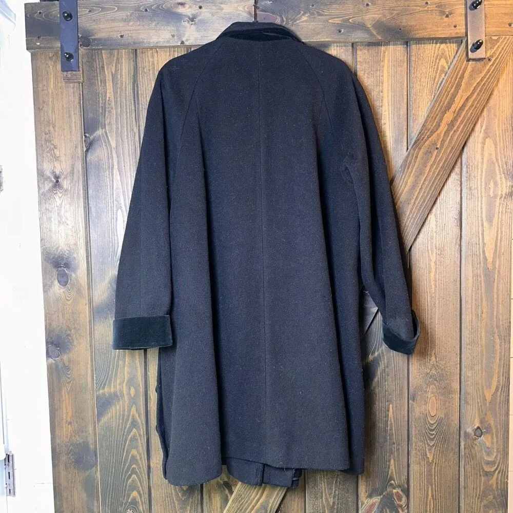 Vintage Herman Kay 100% WOOL Coat Lined Jacket Pea Coat Black Size 14 - Image 3