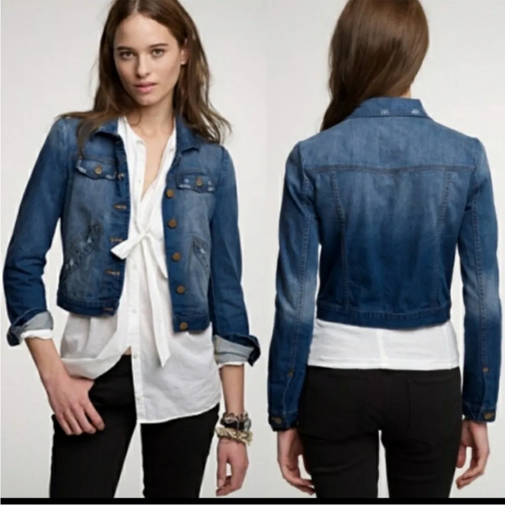 J.Crew Bowery Wash Jean Denim Jacket Size 4 - Image 2