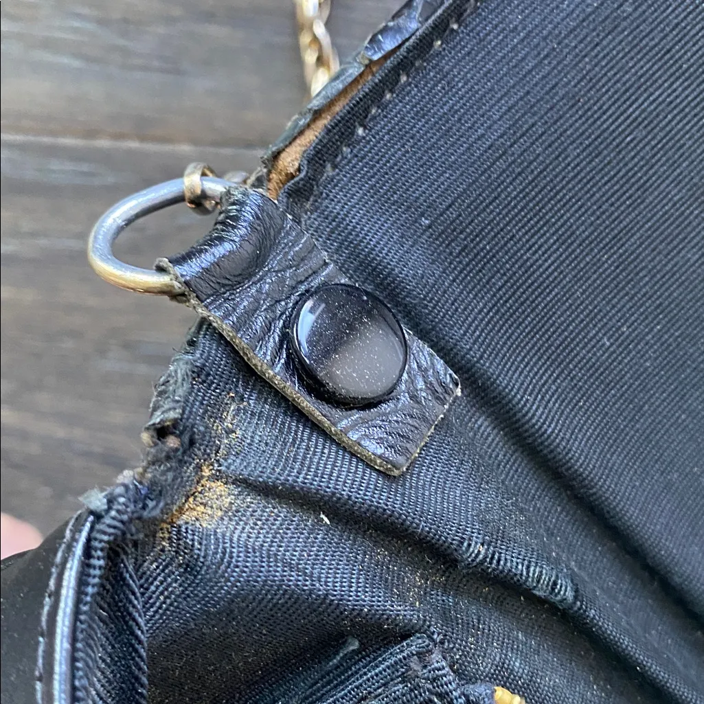 Vintage Adrian Gold Black Chain Strap Clutch Purse Leather 70s Reptile - Image 5