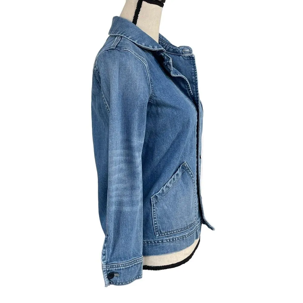 Madewell X-Small Jean Jacket Button Up Pockets Long Sleeve Denim Collared Blue - Image 4