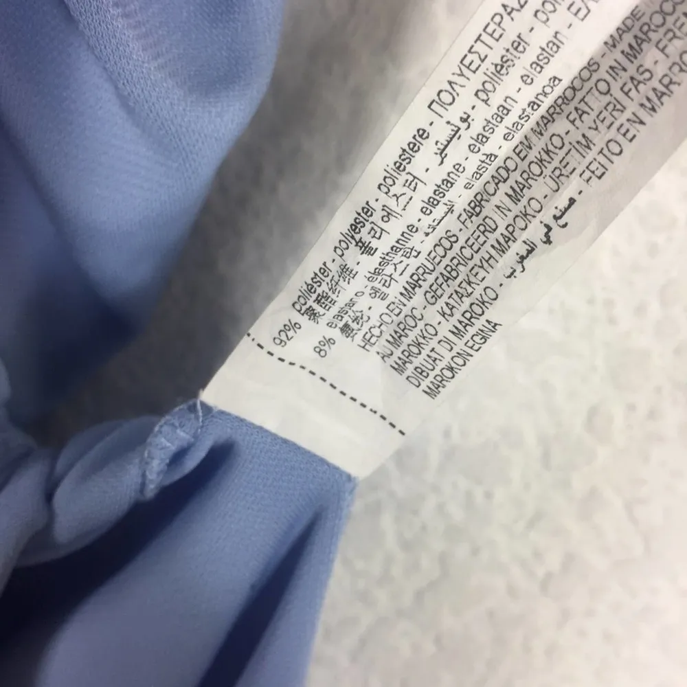 Zara Baby Blue Asymmetric Midi Dress With Drawstring Gathering Size Small - Image 7