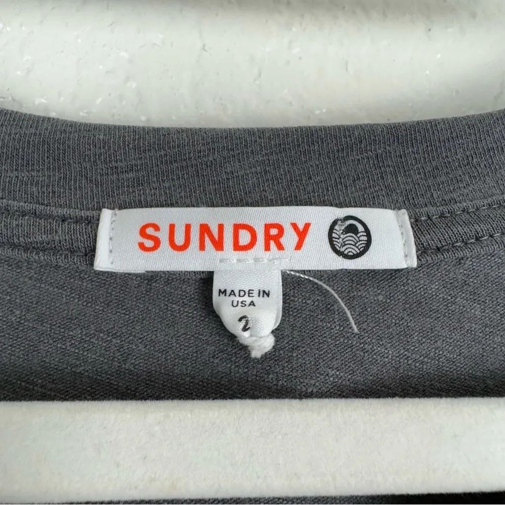 Sundry Gray Ruched Long Sleeve Tee Shirt Casual Sheath Dress Size 2 (Medium) - Image 2