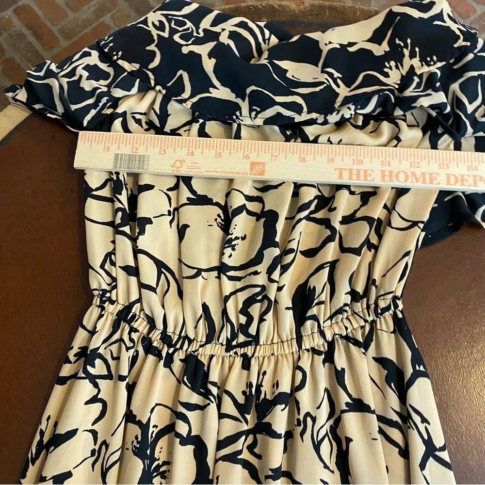 House of Harlow 1960 x Revolve Ruffle Top off shoulder Contrast MIDI Dress Small Tan - Image 4