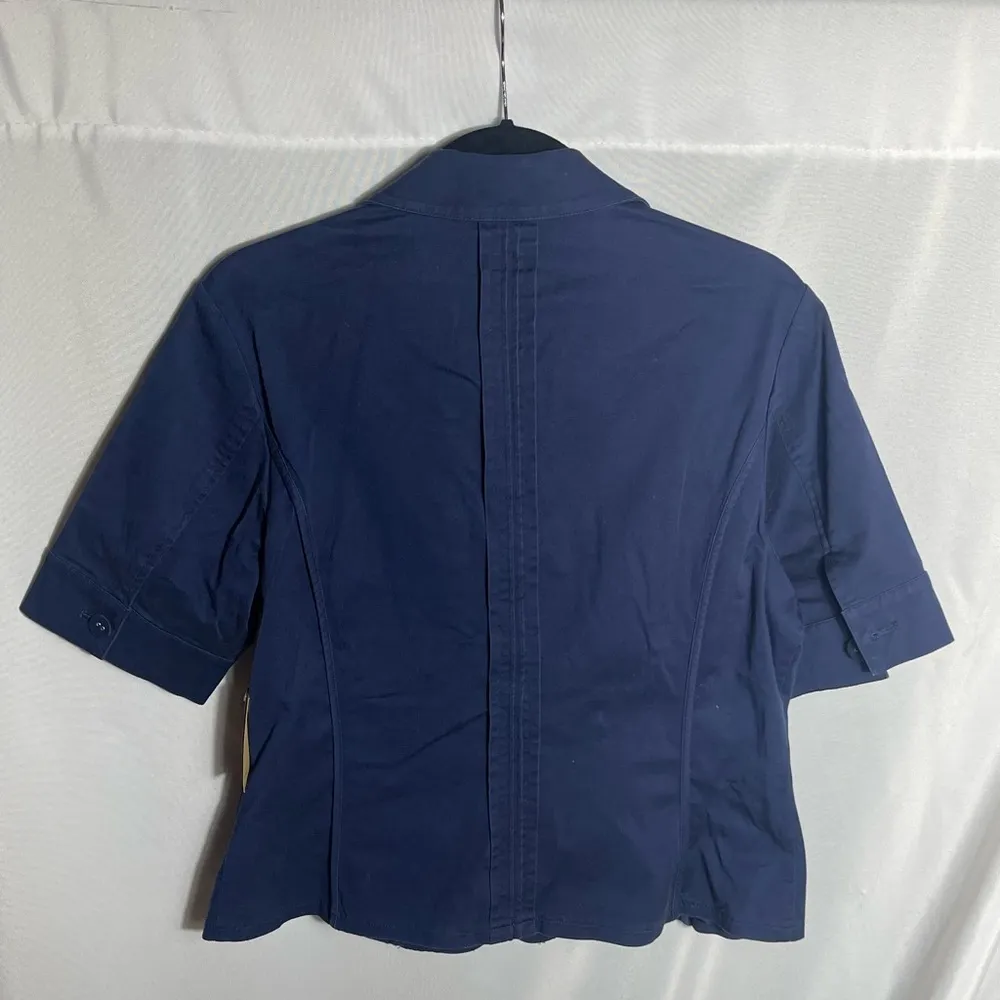 Coldwater Creek Navy Sunwashed Twill Short Sleeve Jacket Size 12 NWT - Image 2