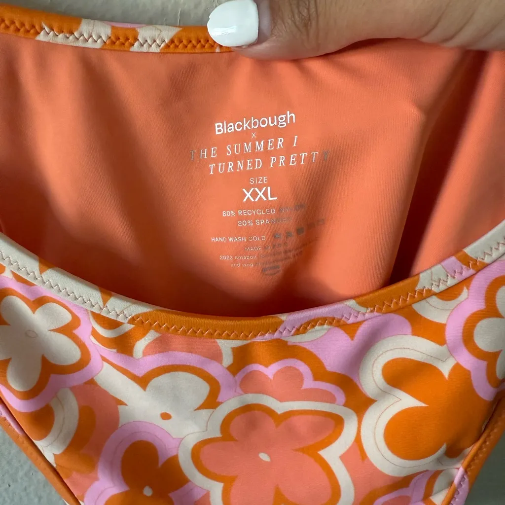 Blackbough Swim The Summer I Turned Pretty Bikini Bottom Floral Orange XXL Vacay - Image 4