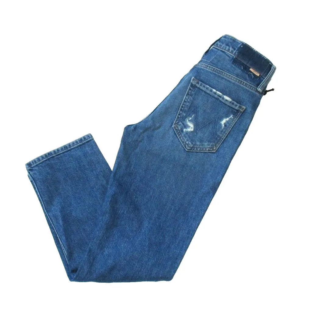 NWT Mother Superior Tomcat in Playing With Scissors High Rise Destroyed Jeans 26 Blue - Image 10