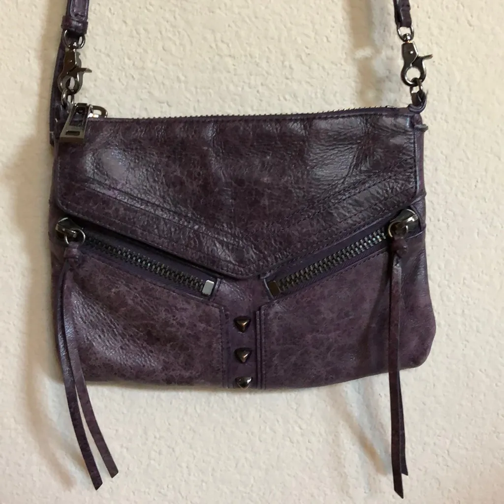 Botkier plum purple crossbody bag  with zippers and‎ studs - Image 4