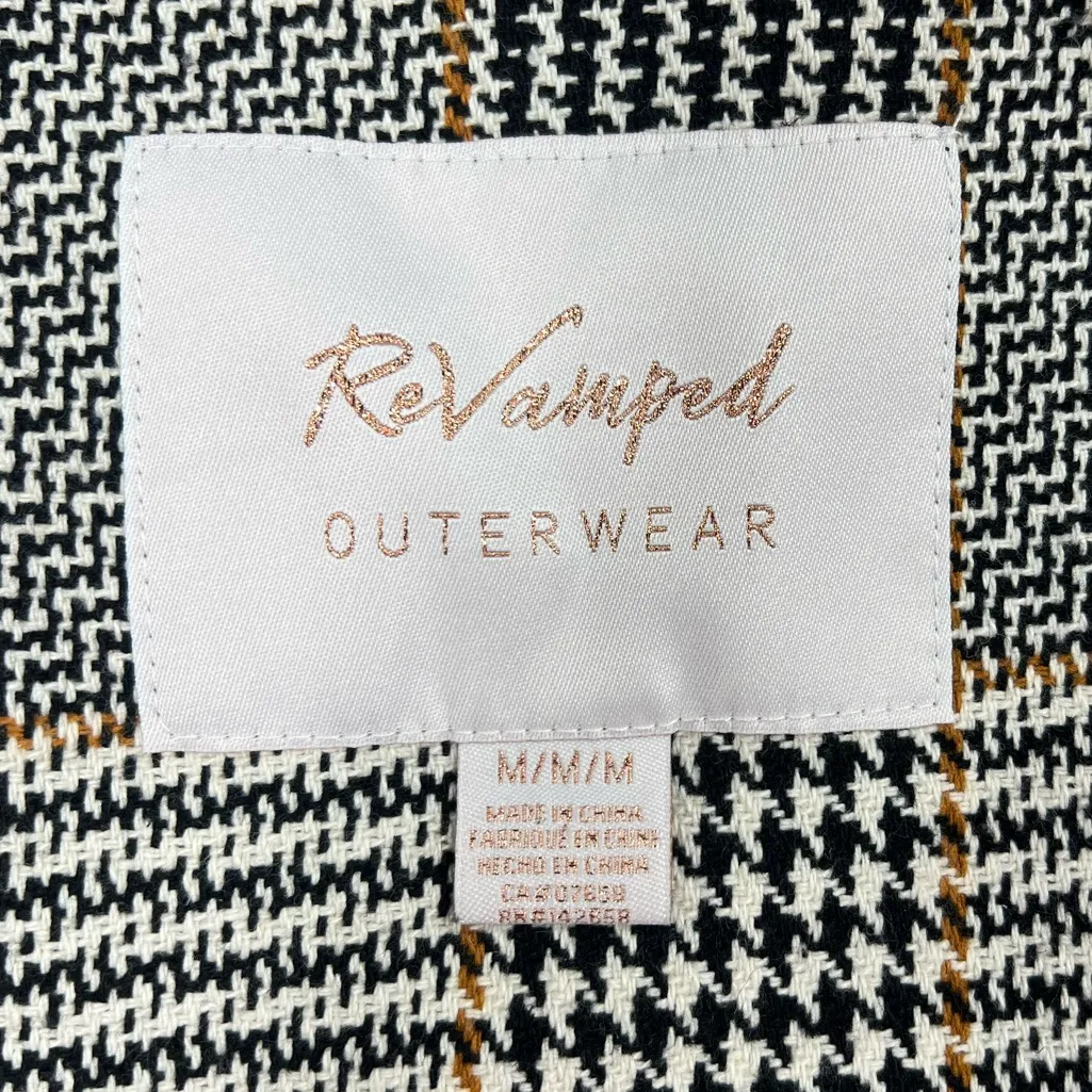 Revamped Plaid Houndstooth Wrap Coat M - Image 9