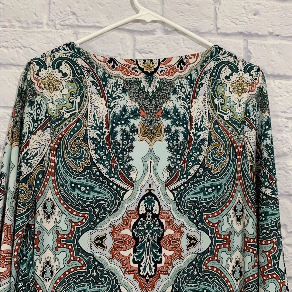 Chico's Green Paisley Shift Pullover Dress Chico's Size 0 Small - Image 8