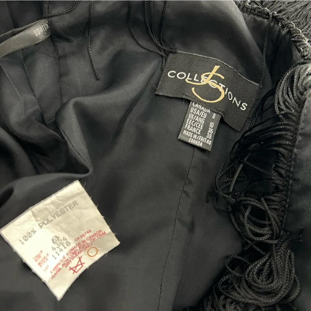 Vintage JS collection fringe dress black sz 8 flapper - Image 3