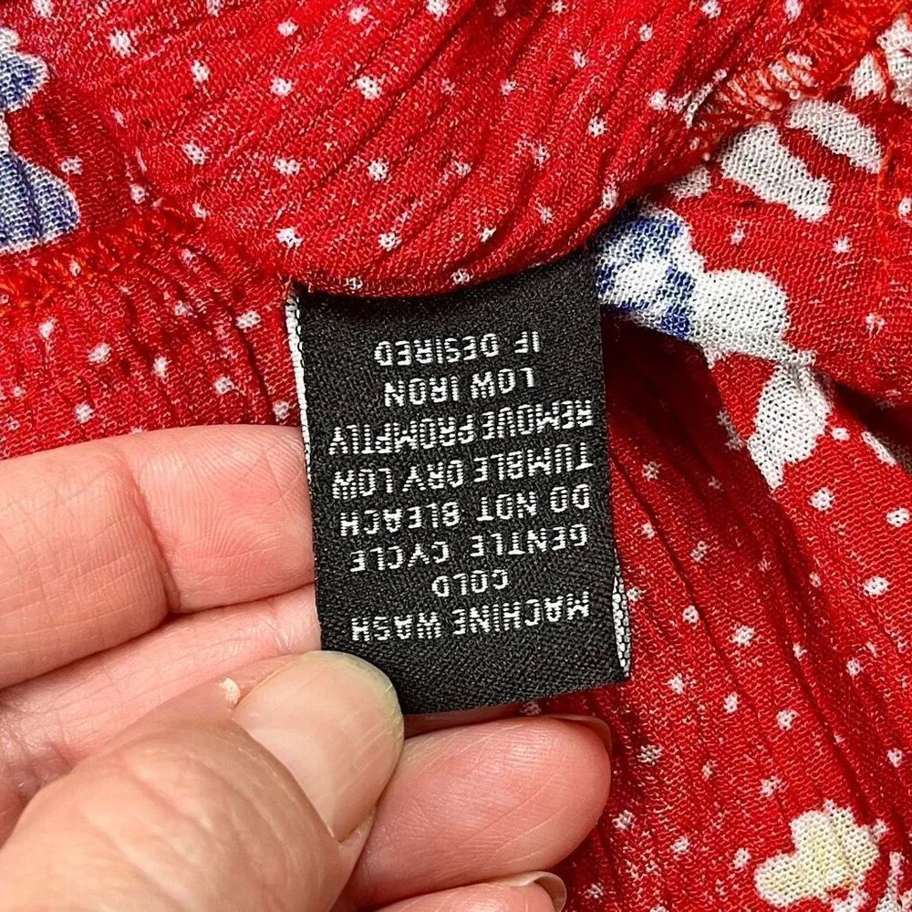 New Look Off The Shoulders Red Boho Floral Blouse XL - Image 8