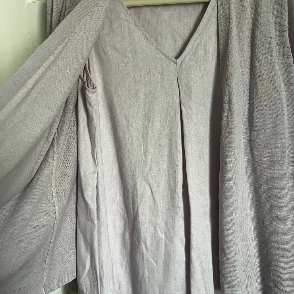 J. Jill Love Linen Dress Cardigan set in Lilac size medium Purple - Image 4