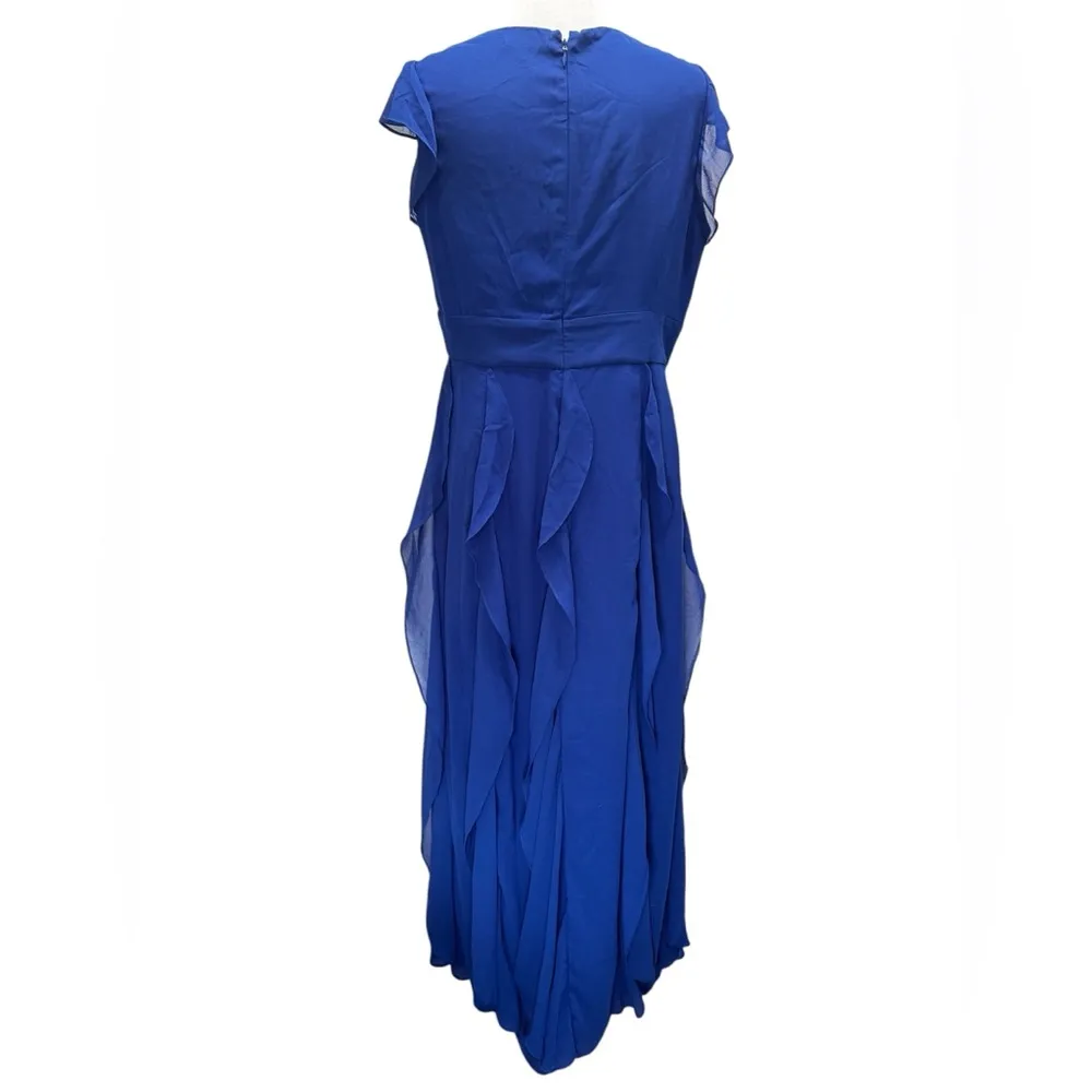 Electric Royal Blue Full Length Chiffon Layered Ruffle Maxi Dress by Lace & Mesh Size L - Image 2