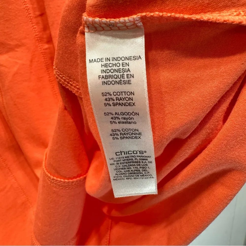 Chico’s Weekends Melon Orange Asymmetric Hem Jersey Knit Tunic with Pockets - Image 6