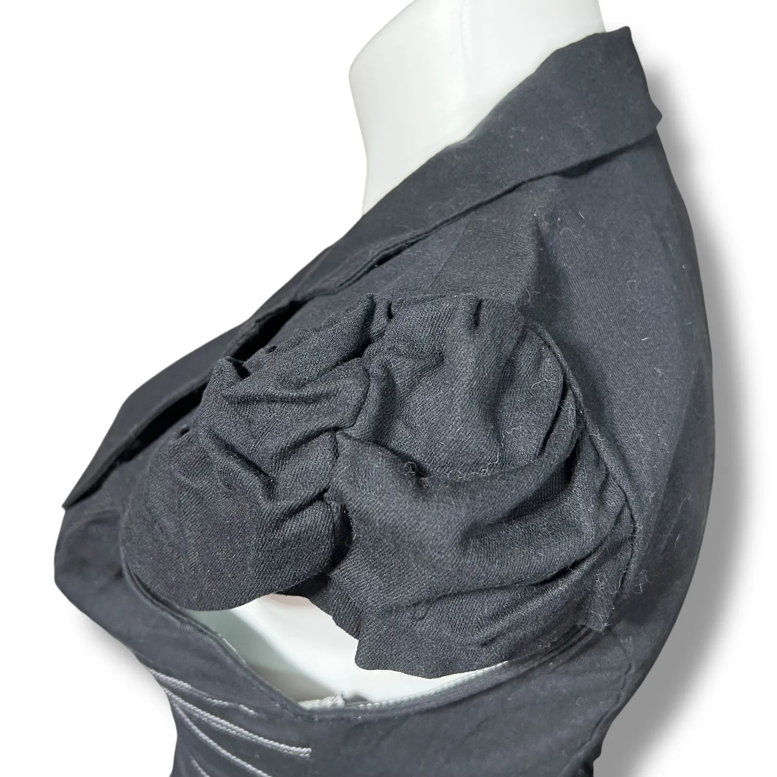 Y2K My Michelle Womens Blazer Suit Jacket Short Sleeve Fitted Button Close Black - Image 5