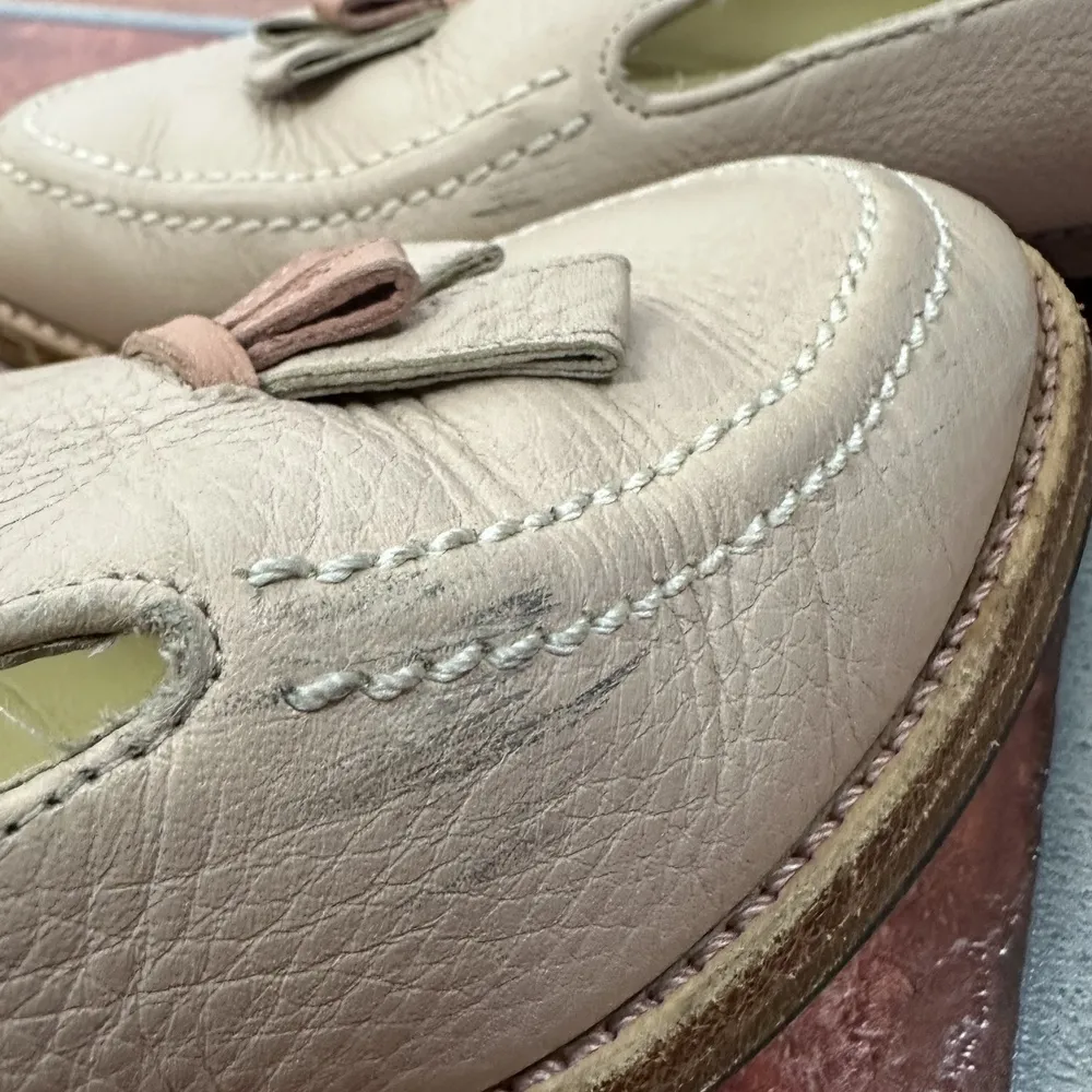 Sarah Flint Blush Tassel Hand Made Italian Loafers Size 37.5 Pink - Image 7