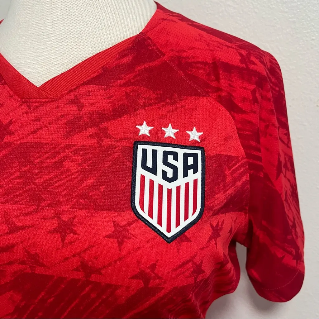 Nike USA Womens Three Star Away Soccer Jersey Sz Medium World Cup Red Stripes - Image 6