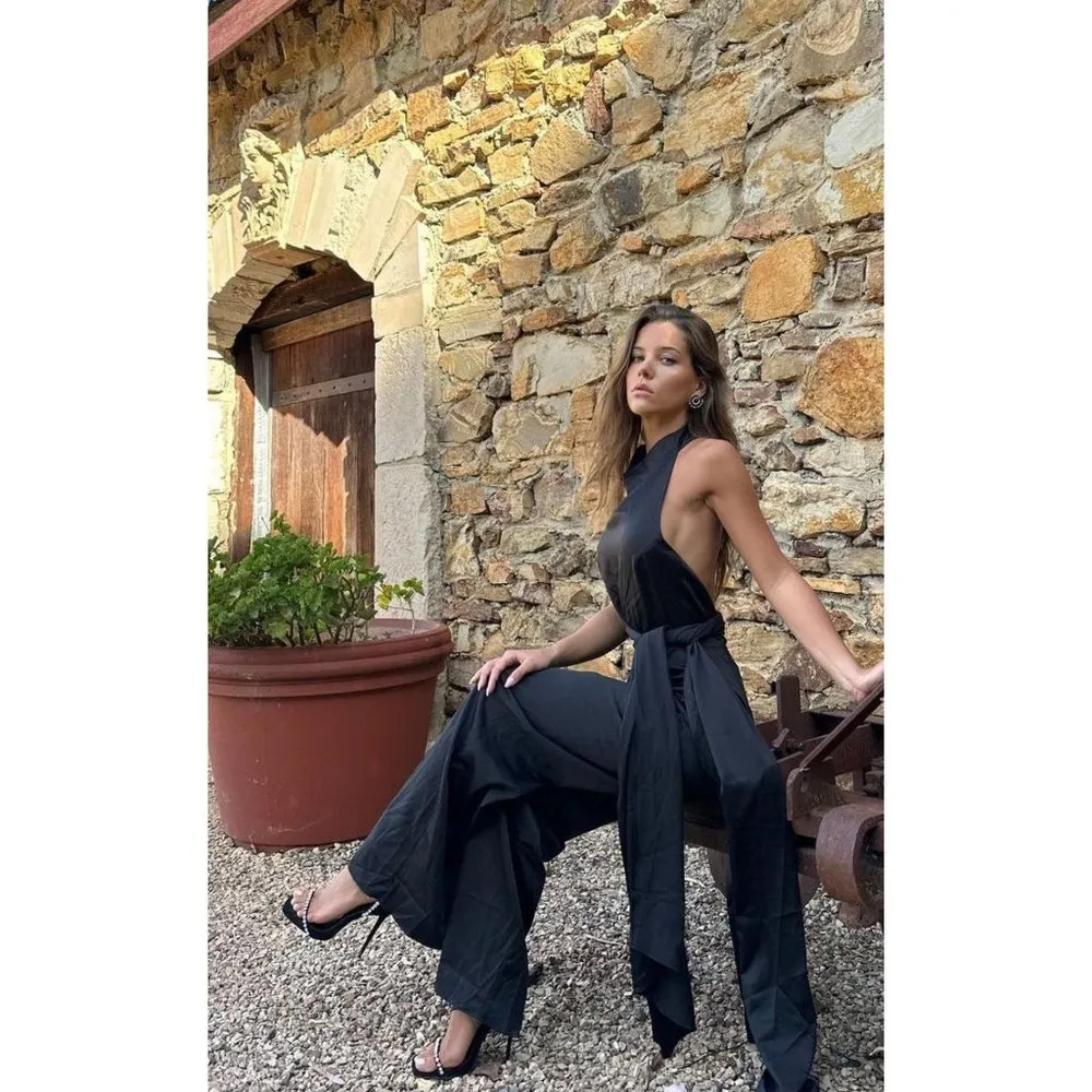 Elliatt Halle Open Back Jumpsuit Black Womens Size XL - Image 13