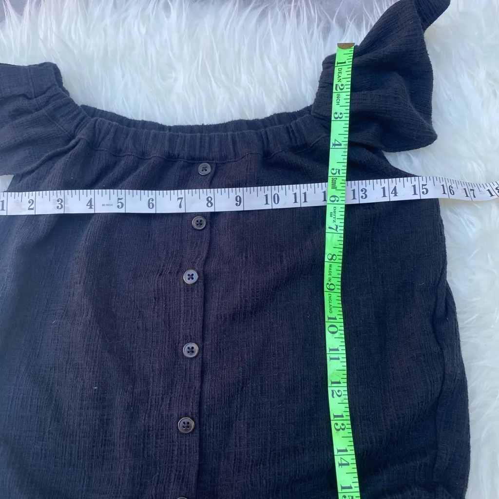 Madewell scoop neck pedal sleeve cropped shirt black classic top XS women's - Image 3