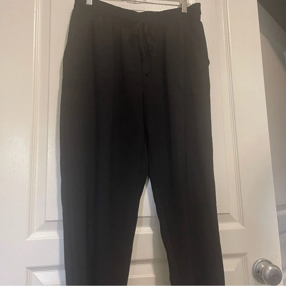 NYCC Size Large Casual Pants High Rise Joggers Solid Black Comfortable Pull on - Image 6