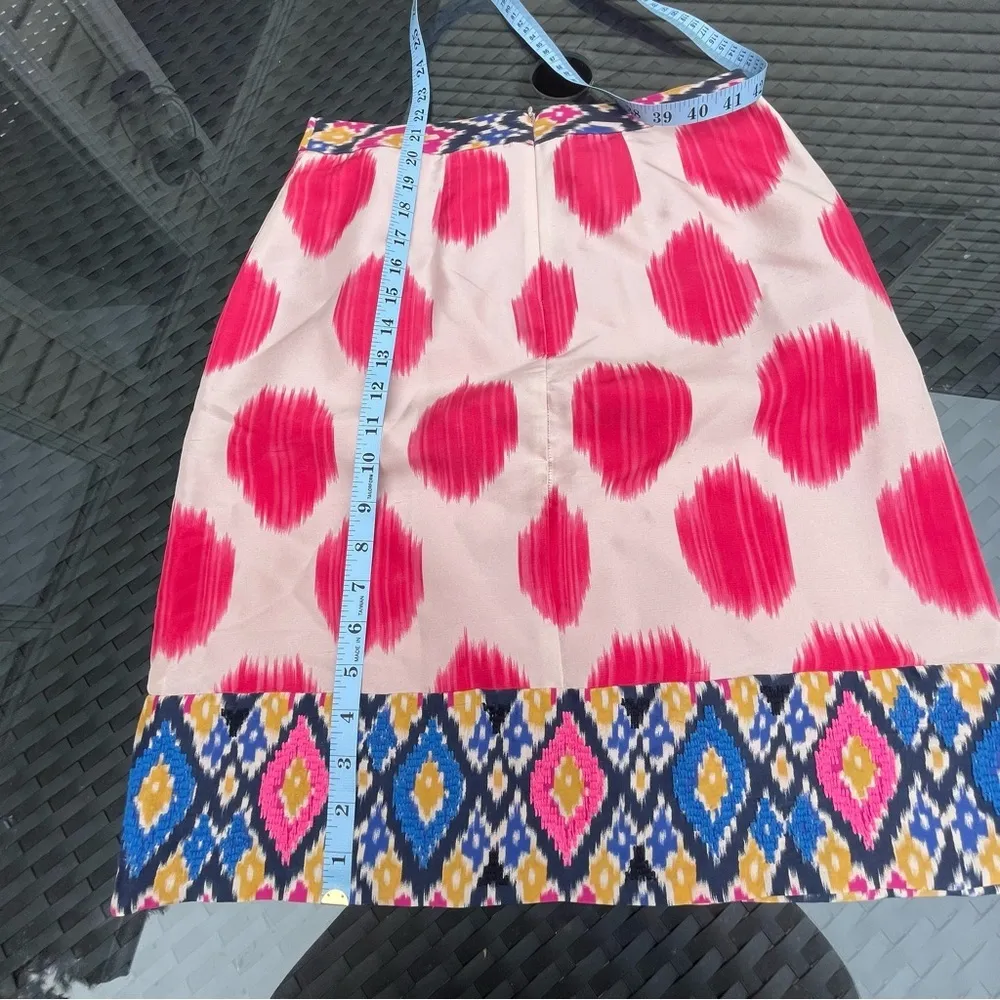 MAEVE Anthropologie Silk Pencil Skirt Womens Size 2 Pink Polka Dots Embroidered - Image 9