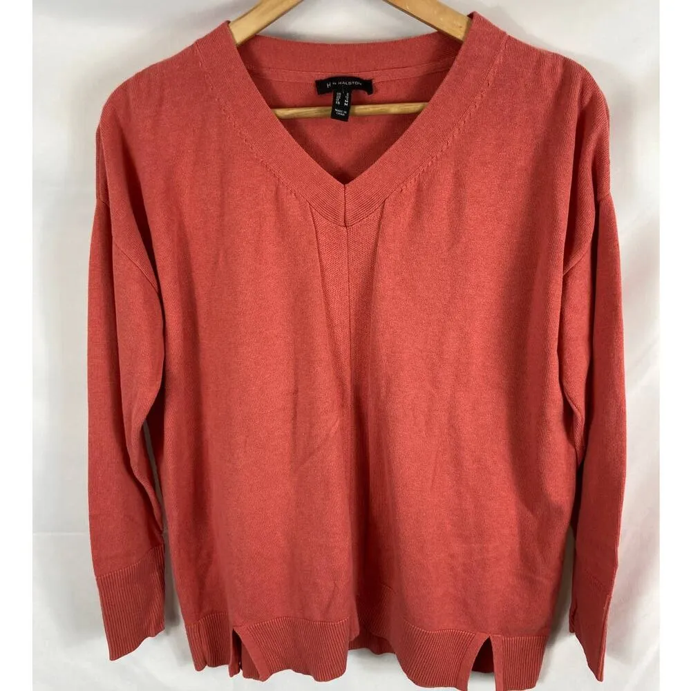 H by Halston V Neck Boyfriend Sweater w/ Rib Details size small - Image 2