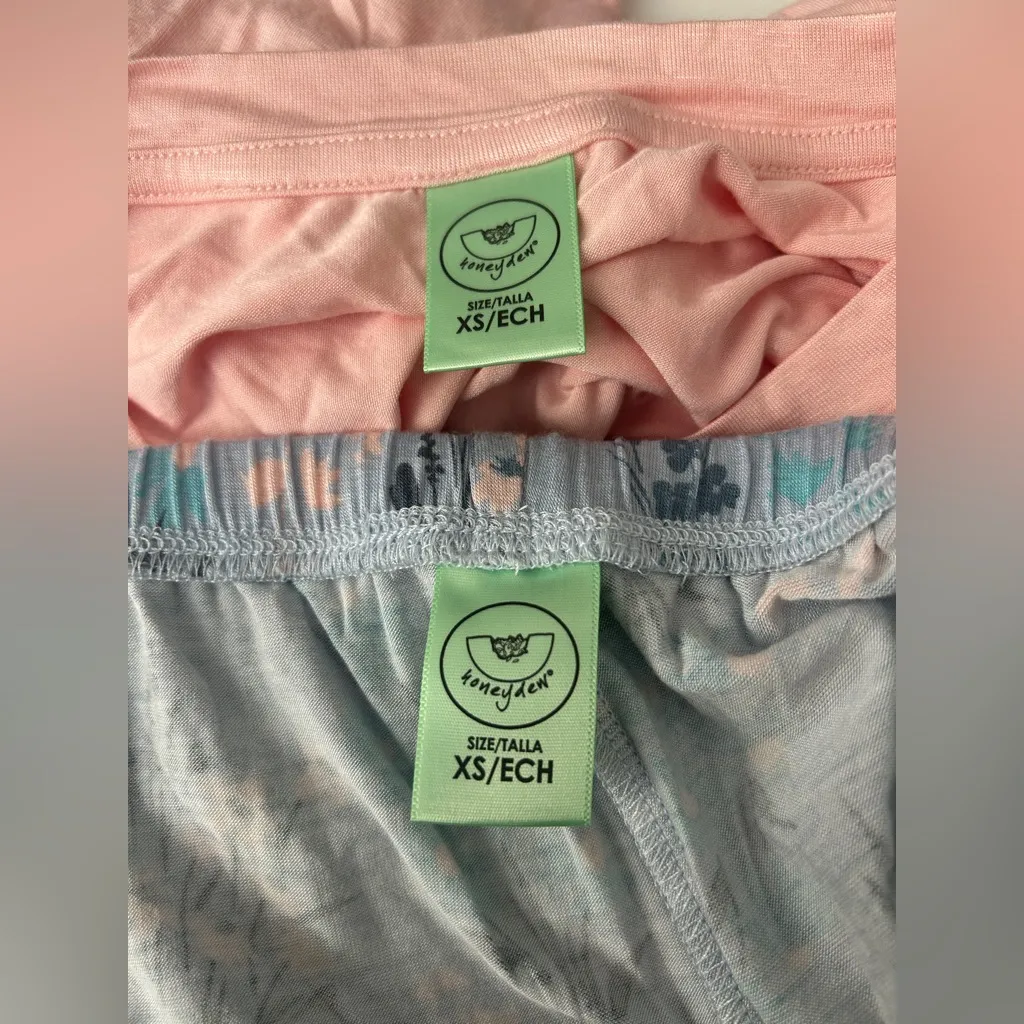 Honeydew Flower Print Super Soft Pajama Shorts Set XS Blue - Image 6