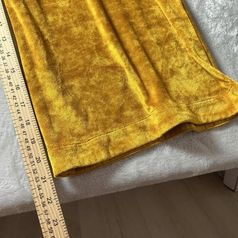 Y2K‎ Gold Velvet Wide Leg Crop Pants Cropped Palazzo Lounge Casual - Image 3