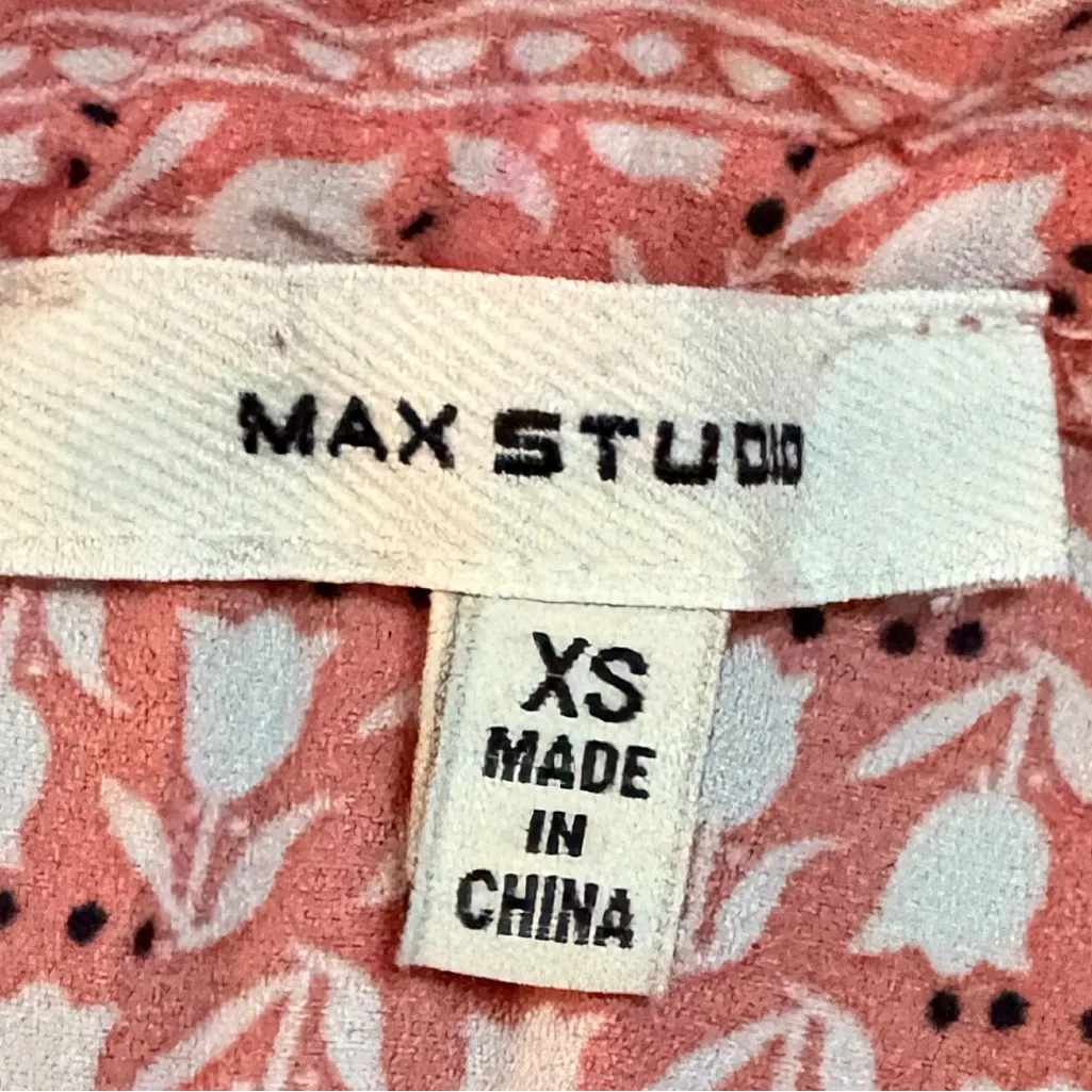 Max Studio‎ Coral Patterned Blouse Size XS EUC - Image 5