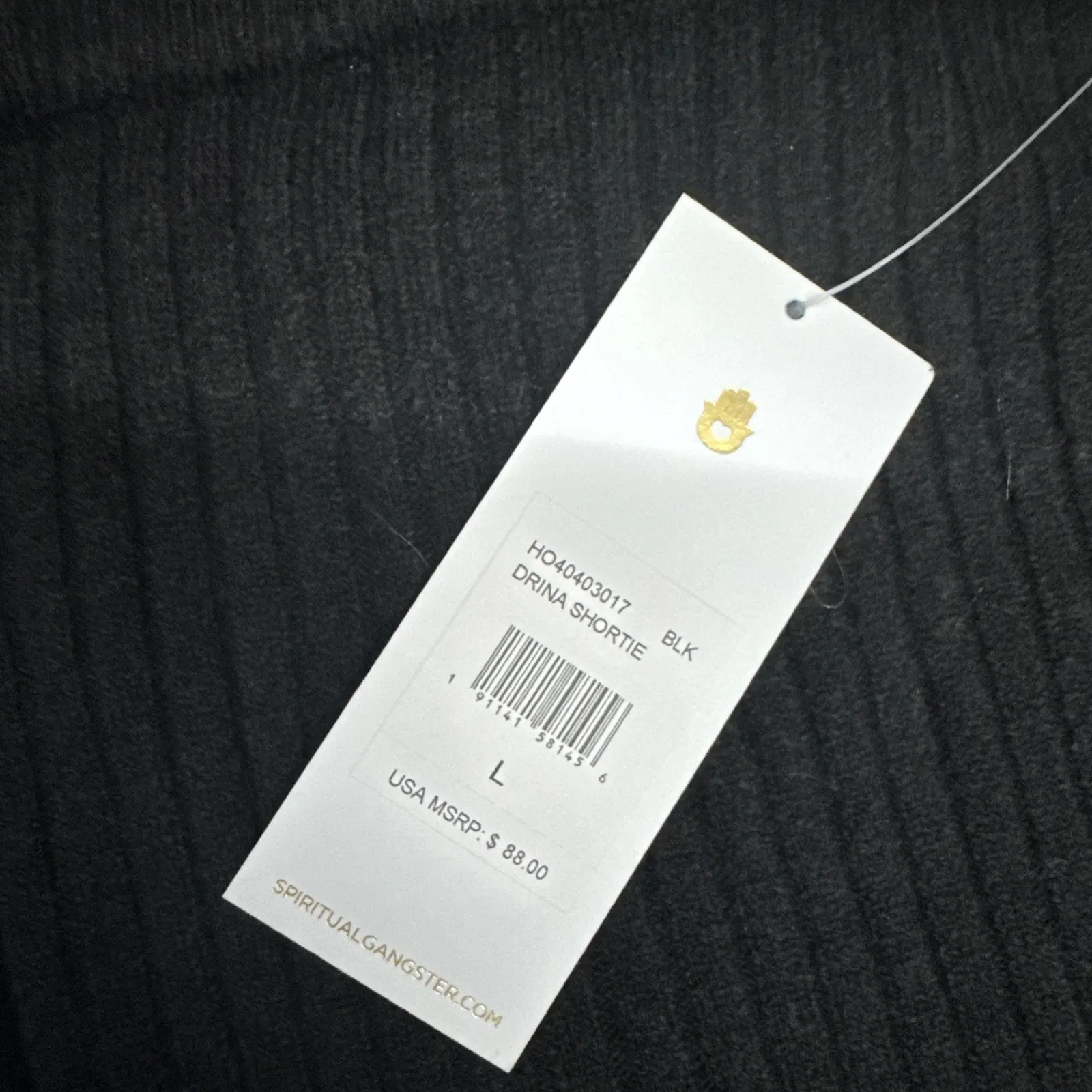 NWT Spiritual Gangster Shortie Black Ribbed Knit Shorts Women’s Size Large - Image 7