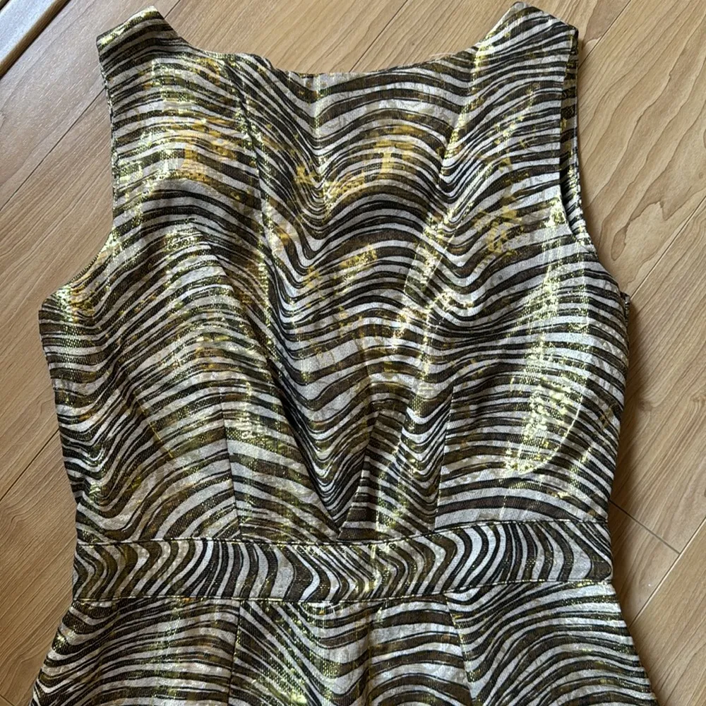 TORY BURCH Gold Silk Sleeveless Knee Length Sheath Dress - Image 2