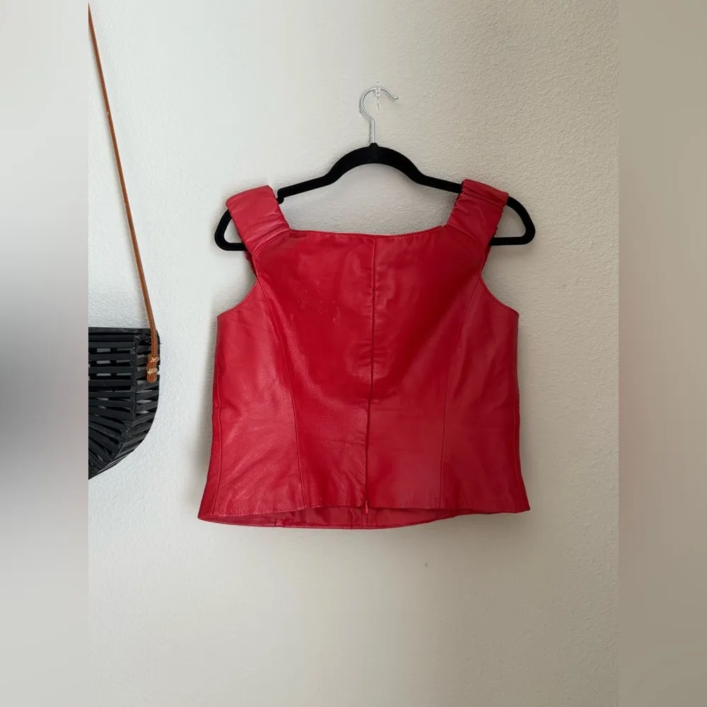 Newport News Red Leather Top, Size 10 - Image 2