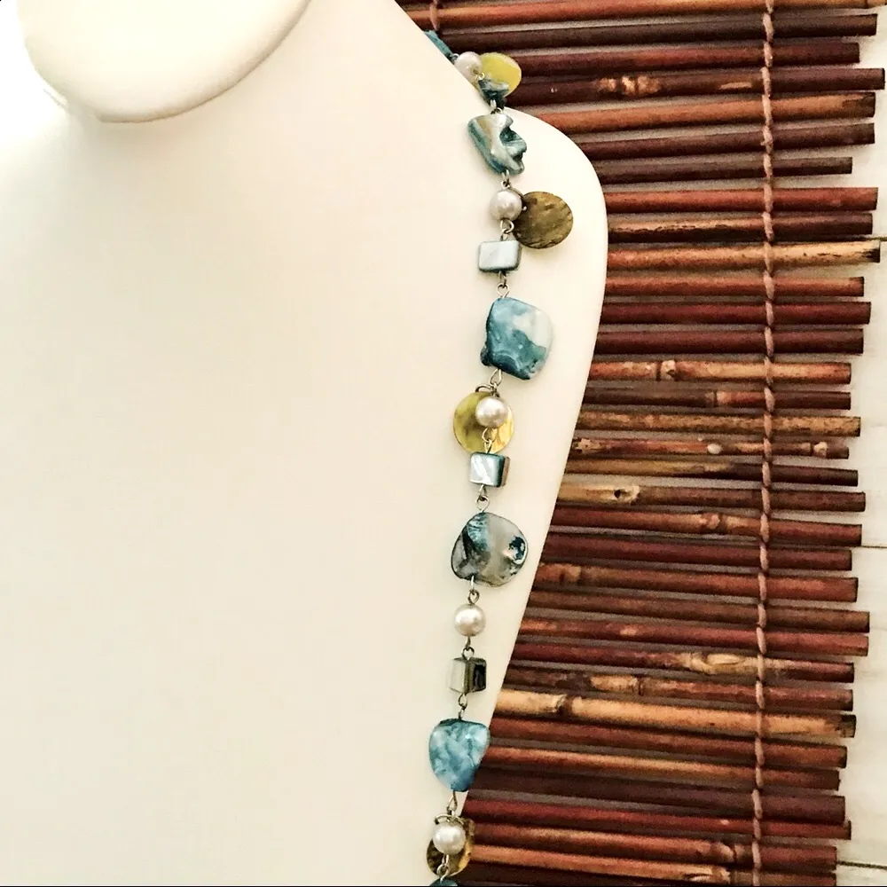 Chico’s Blue Seashell Long Necklace - Image 2