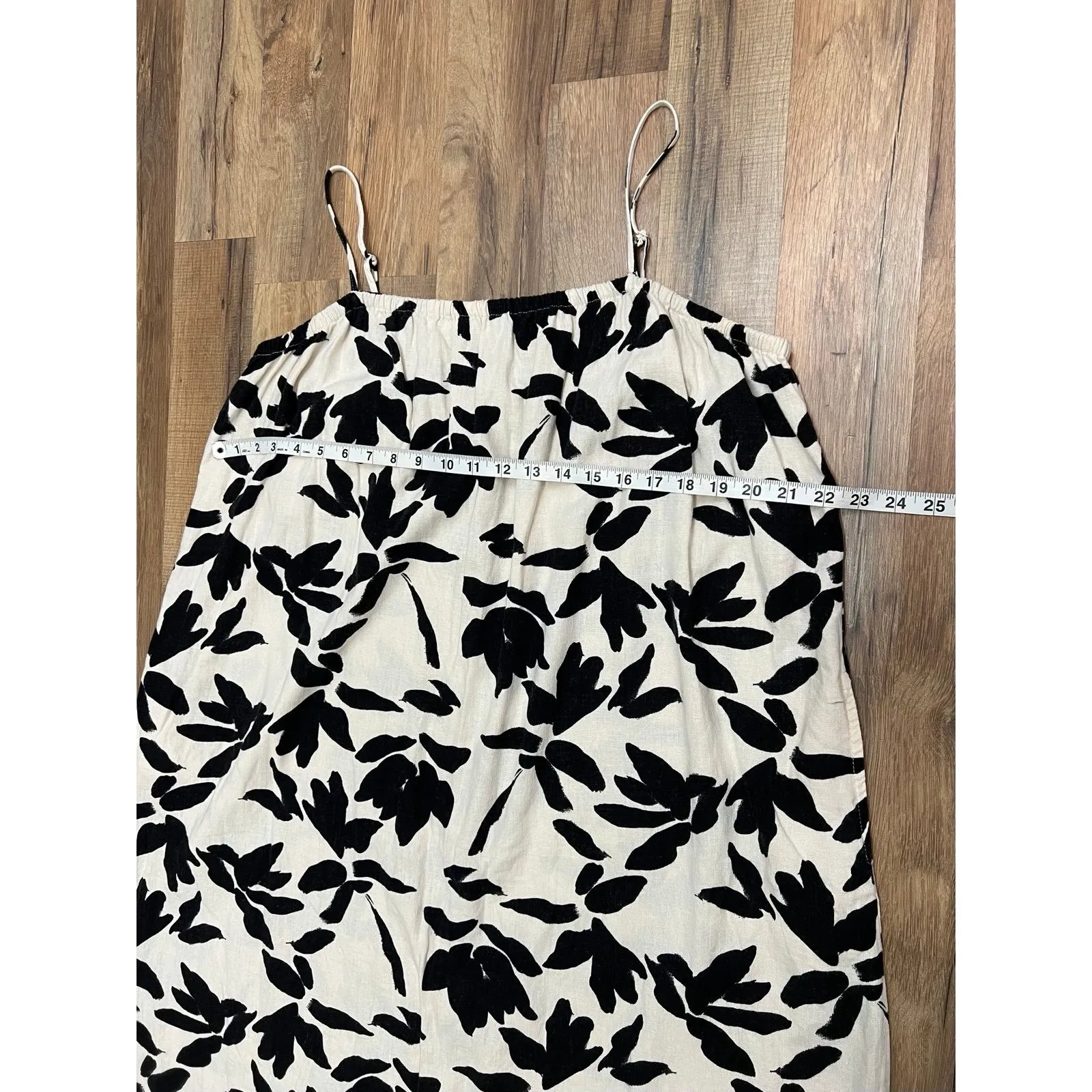 A New Day Linen Blend Black‎ White Floral Midi Dress Size XXL Pockets - Image 8