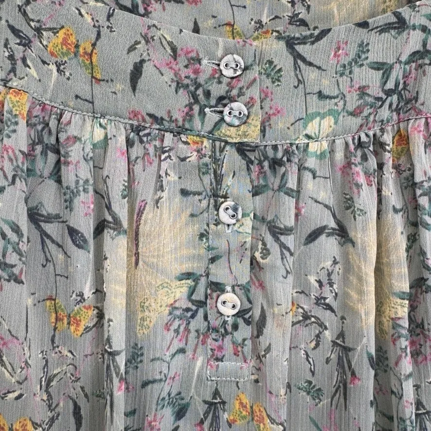 LC Lauren Conrad Forest Fairy Peasant Top Womens Small Green Floral Feminine - Image 5