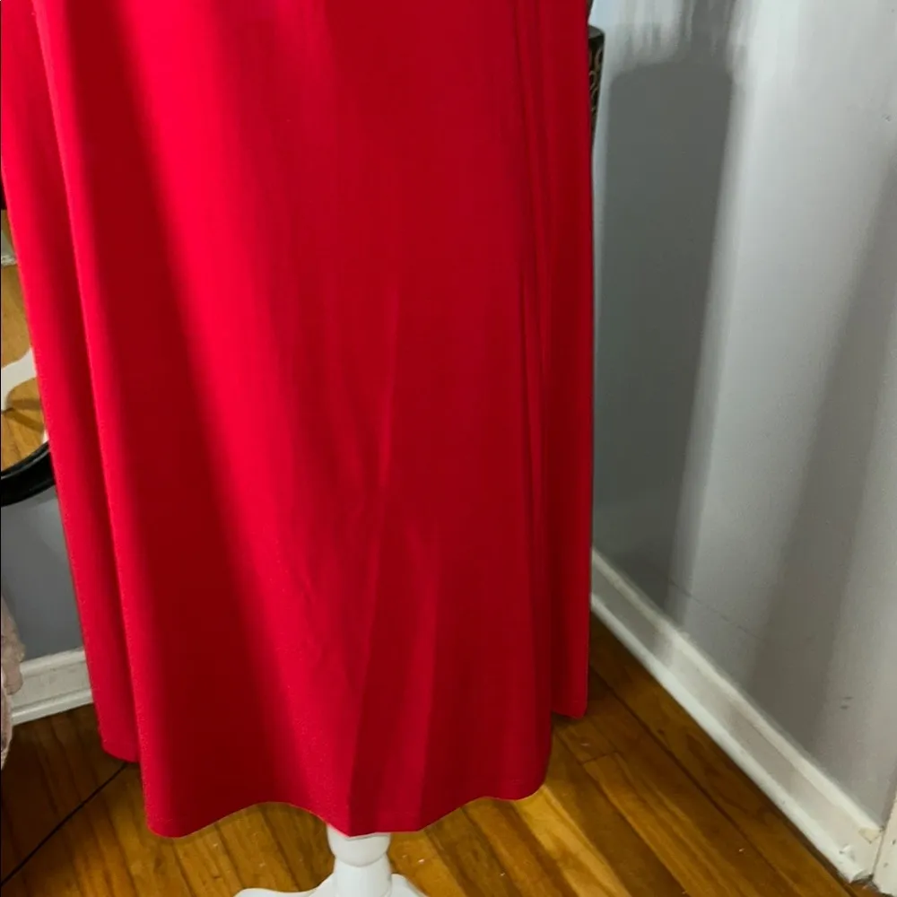 Nina Leonard Red Sleeveless Crew Neck Midi Dress - Image 4