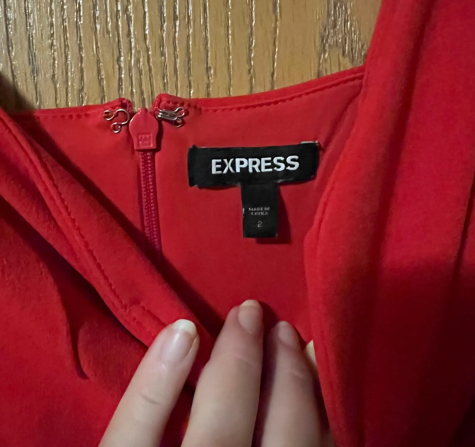 EXPRESS Red Dress Semi Formal Fitted Sheath - Image 4