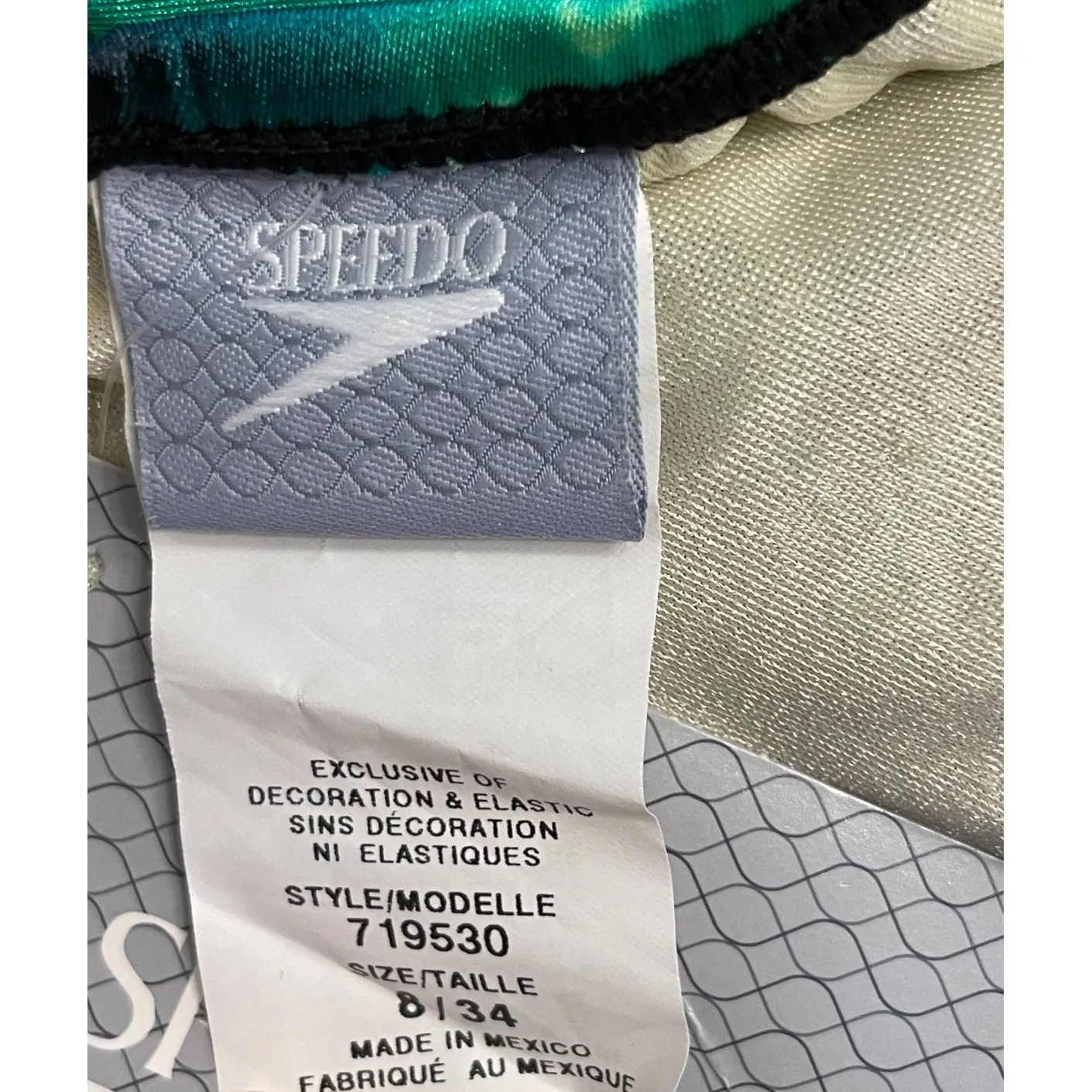 Vintage Speedo One Piece‎ Swimsuit Women 8/34 Green High Cut Open Back Retro New - Image 6