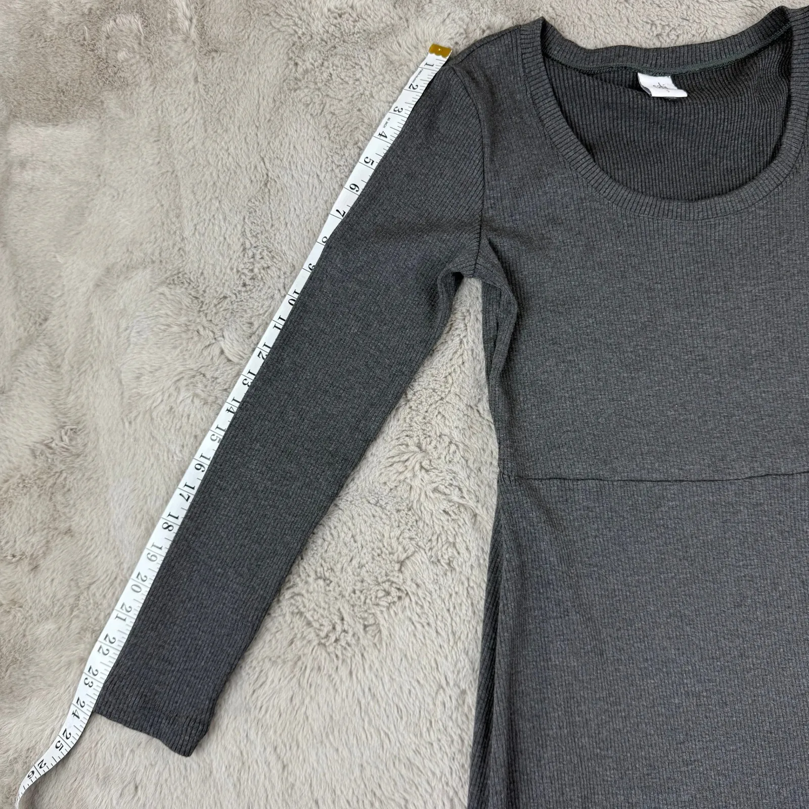 Cabi Ribbed Knit Midi Dress Long Sleeve Casual Everyday Gray Size‎ S - Image 7