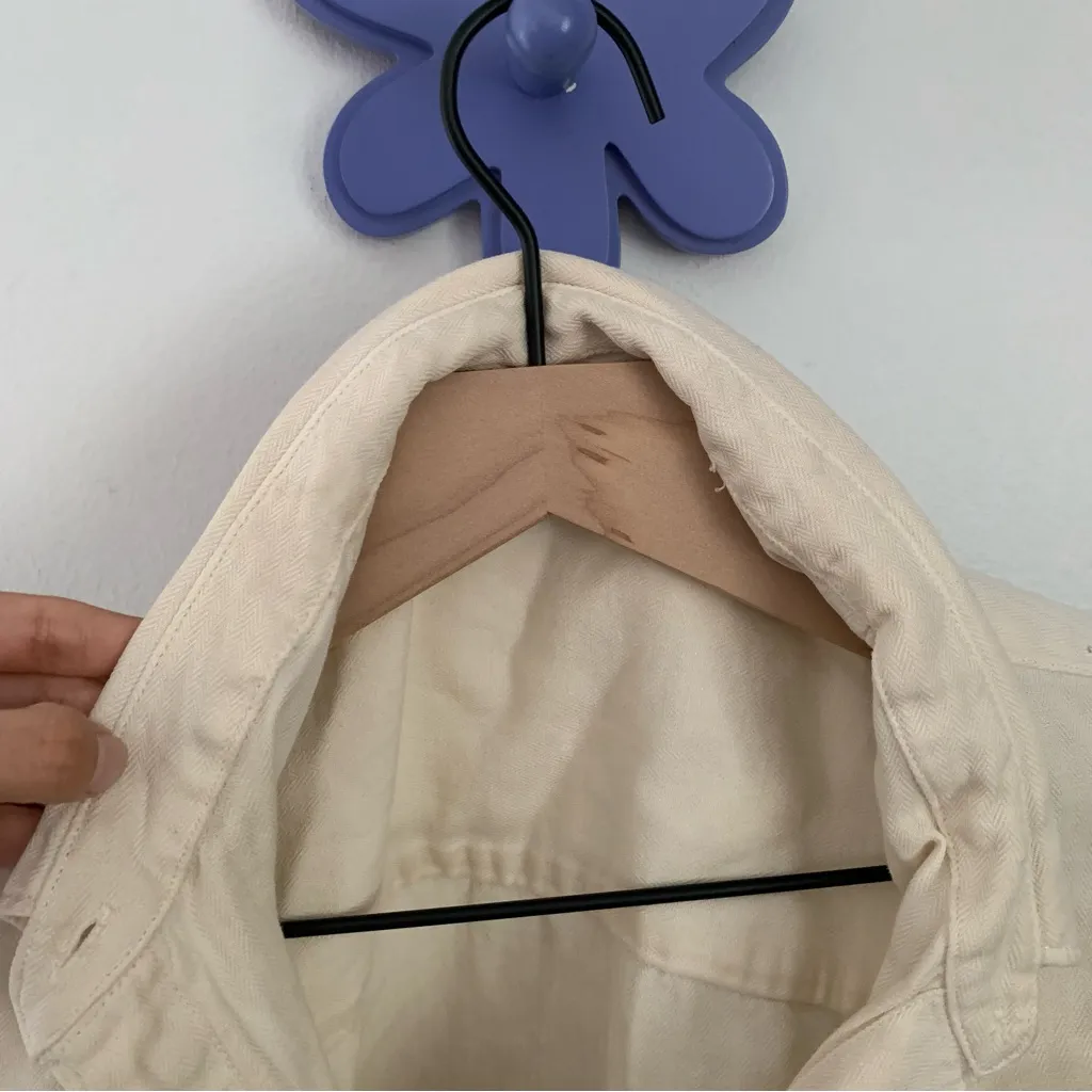 Outerknown XS Utility Shirt Long Sleeve Button Up Tunic Shirt Cream Ivory - Image 5