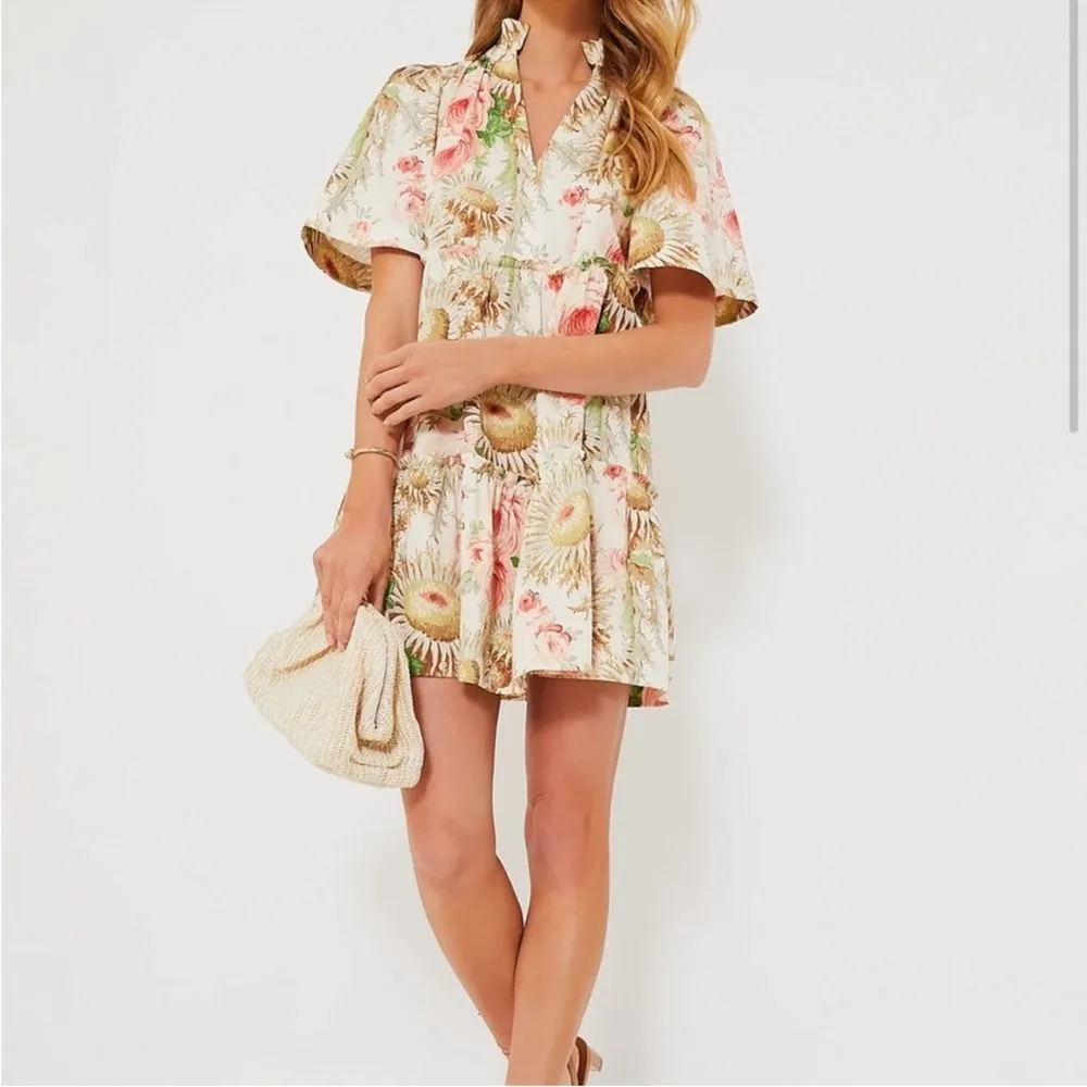 Tuckernuck Kenzo Mini Dress XL Pink Floral Sunflower Ruffle Sleeve NWT - Image 3