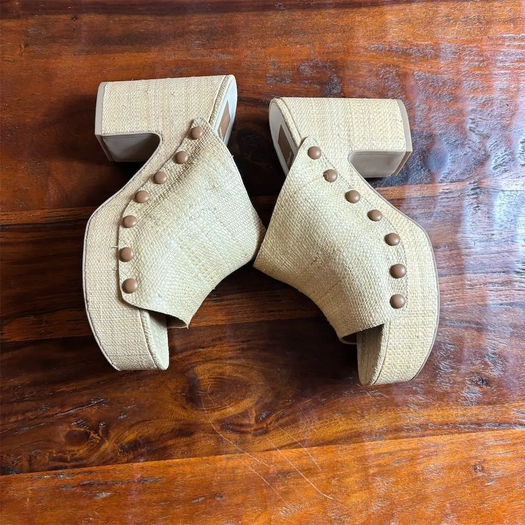 Dolce Vita Emol Platform Sandal Mules Beige Women's Size 8.5 Tan - Image 4