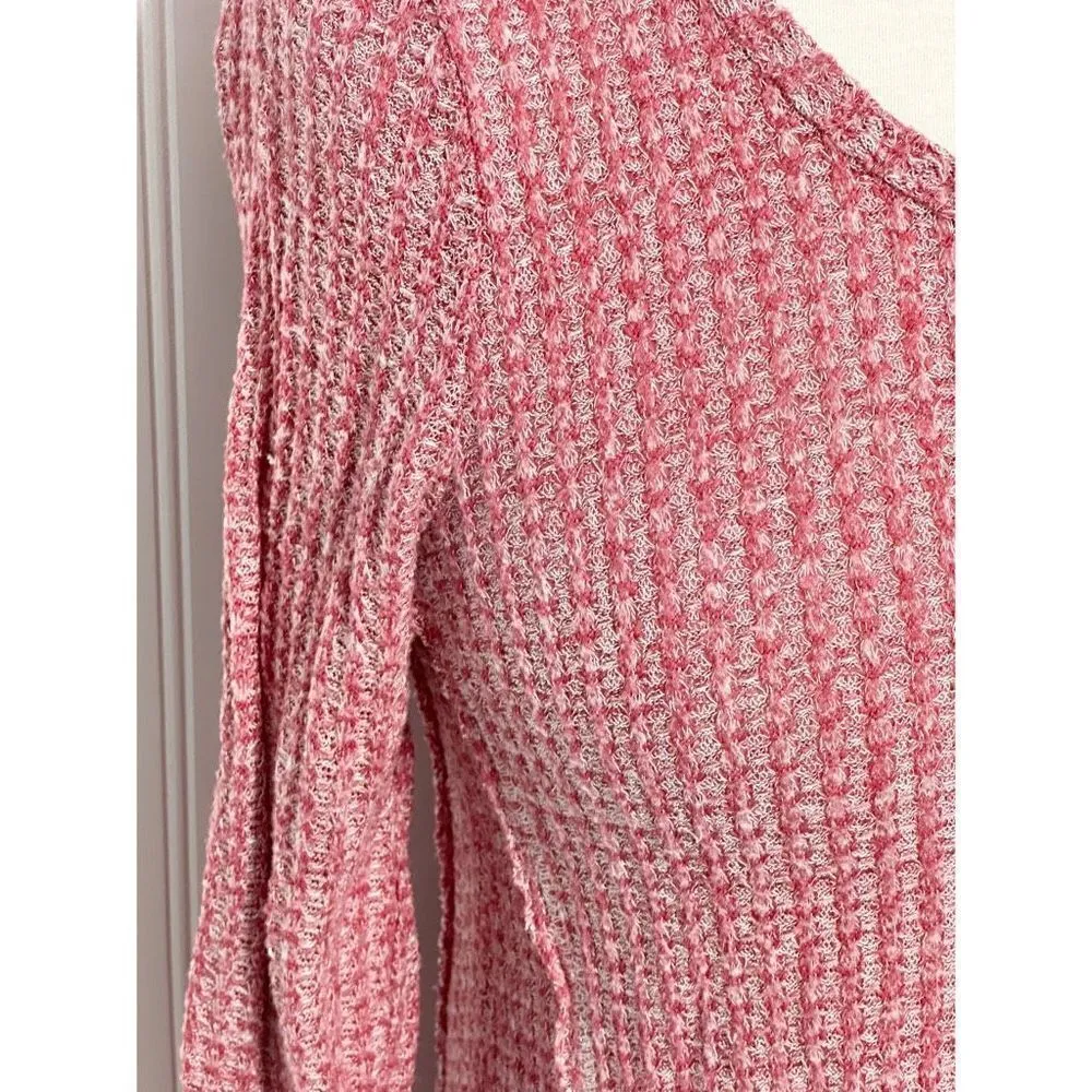 Almost Famous Knit Scoop Neck Long Sleeve Top Heather Reddish Pink Size Medium‎ - Image 4