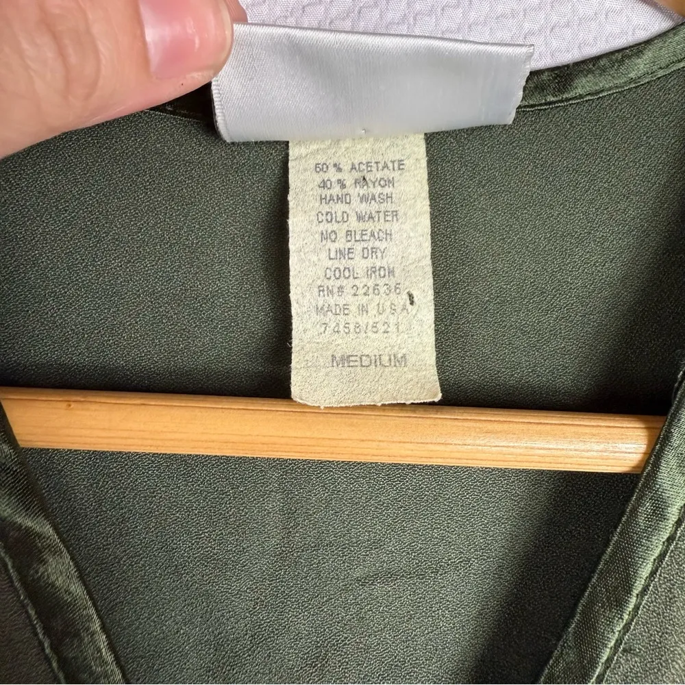 Vintage 1990s Fashion Bug Green Button Down Sleeveless Blouse Size Medium - Image 6