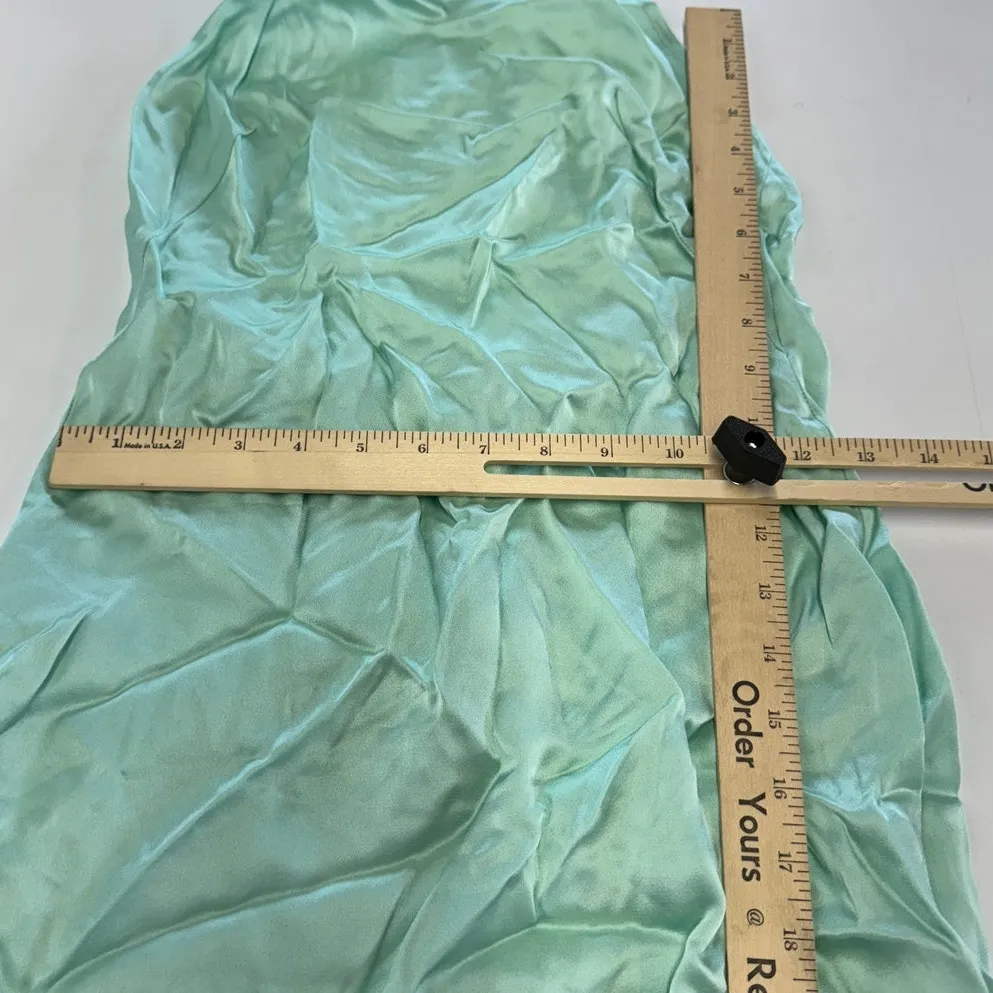 Sally LaPointe Dress Womens 0 Blue Green Satin Halter Gown Backless Shift - Image 11