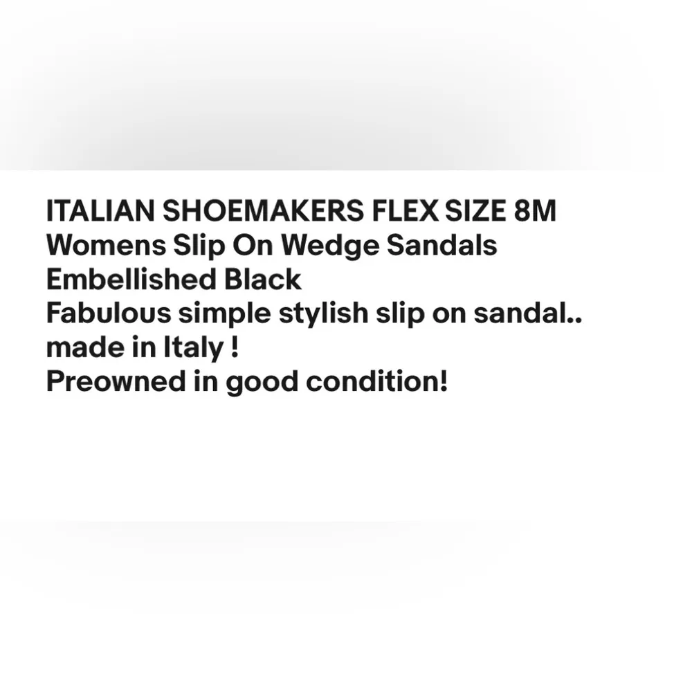 ITALIAN SHOEMAKERS FLEX SIZE 8M Womens Slip On Wedge Sandals Embellished Black - Image 10