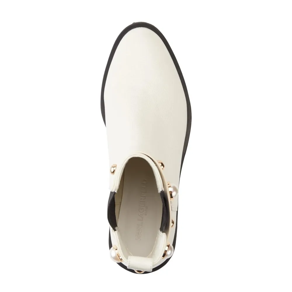 Karl Lagerfeld Paris Porshay Lug Sole Boots in Bone/White, Size 39 New w/o Box - Image 4