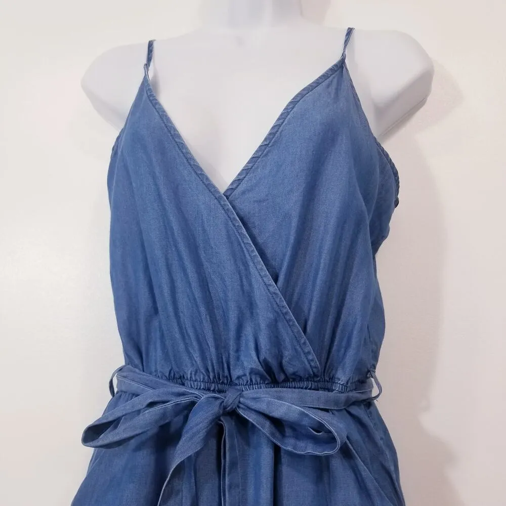 Lover's + Friends Denim Chambray Blue Belted Jumpsuit - Image 3
